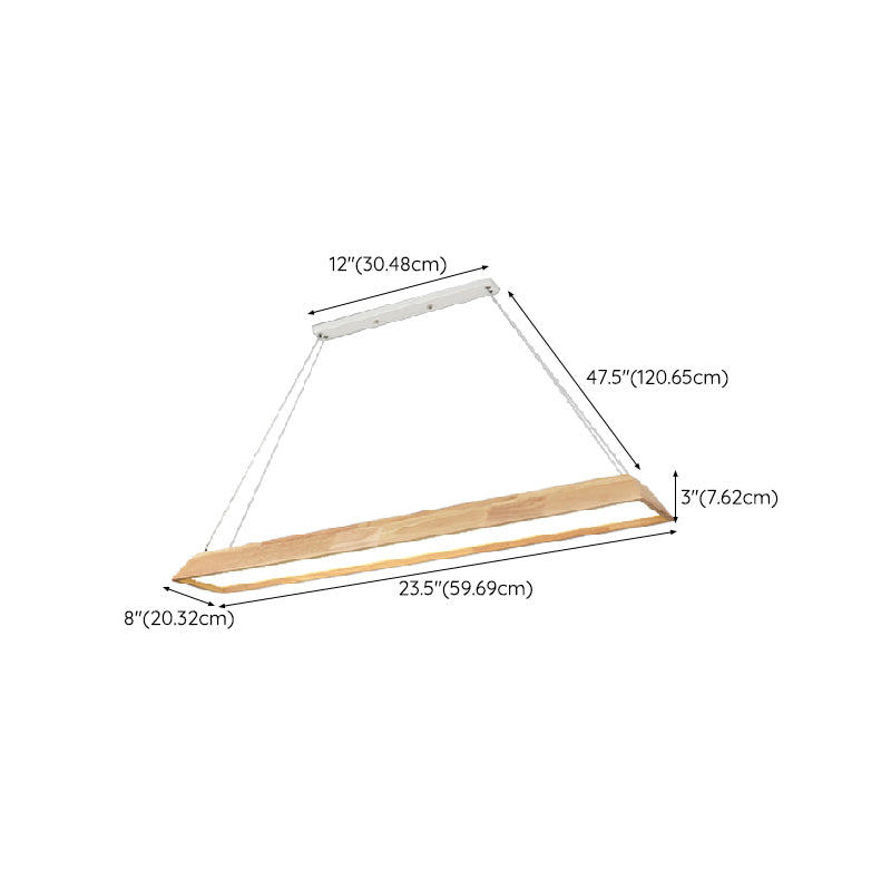 Modern Wood Pendant Light Geometric Shape Island Light with Acrylic Shade for Living Room
