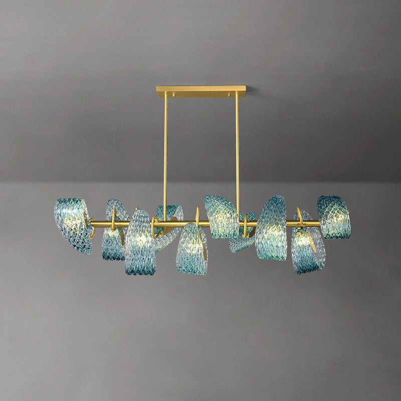 Modern Metal Ceiling Light Flower Shape Island Light with Glass Shade for Living Room