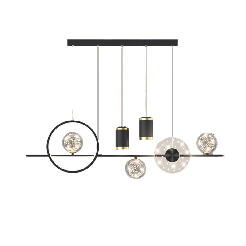 Modern LED Metal Ceiling Lamp Circle Shape Island Light with Plastic Shade for Living Room