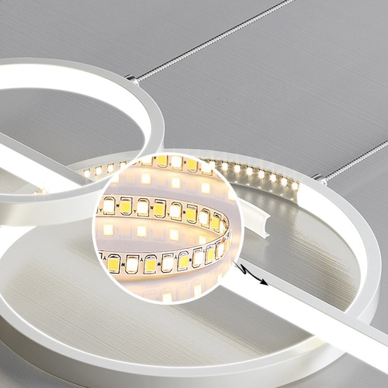 Modern LED Metal Ceiling Lamp Circle Shape Island Light with Plastic Shade for Living Room