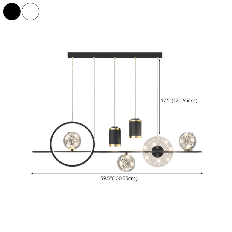 Modern LED Metal Ceiling Lamp Circle Shape Island Light with Plastic Shade for Living Room