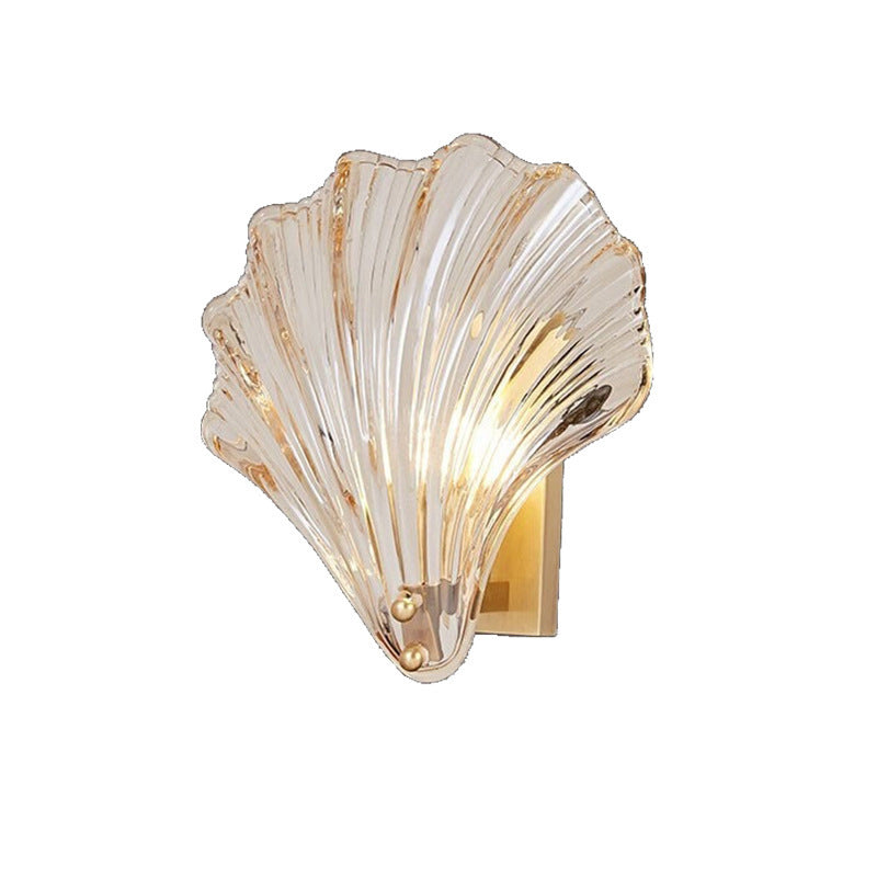 Glass Shell Shape Wall Light Modern Style 1 Light Wall Light Sconce in Gold