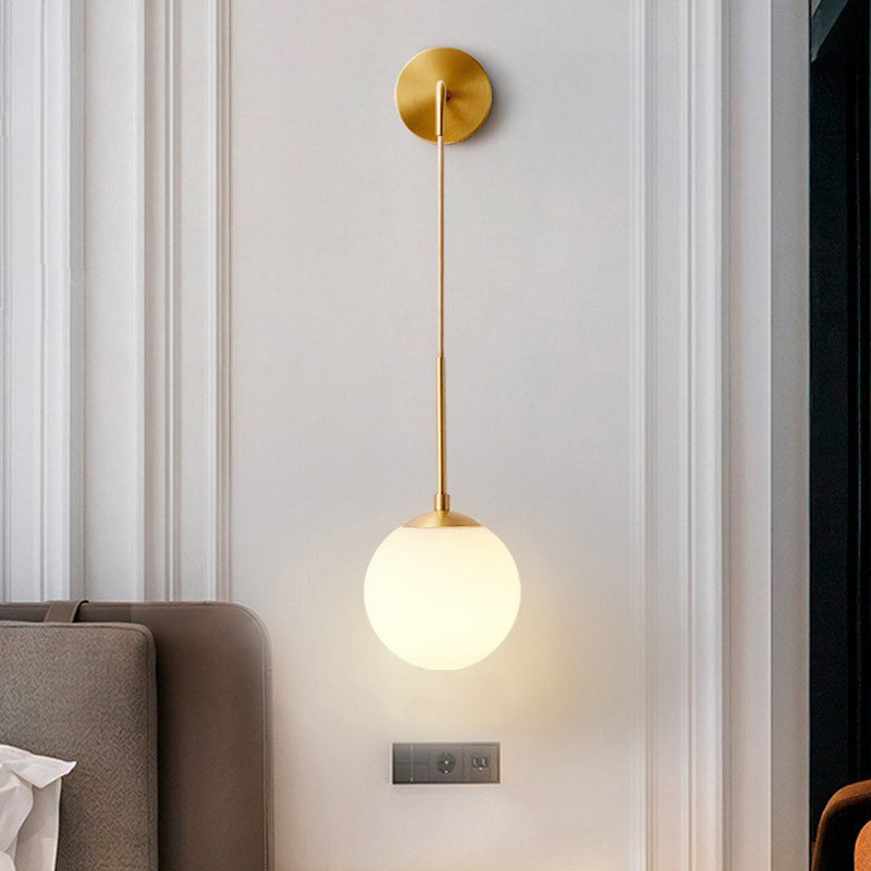 Ball Shape Glass Wall Light Modern Style 1 Light Wall Light Sconce in Gold