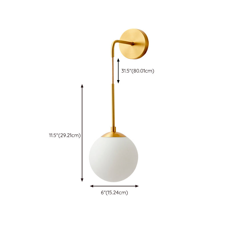 Ball Shape Glass Wall Light Modern Style 1 Light Wall Light Sconce in Gold