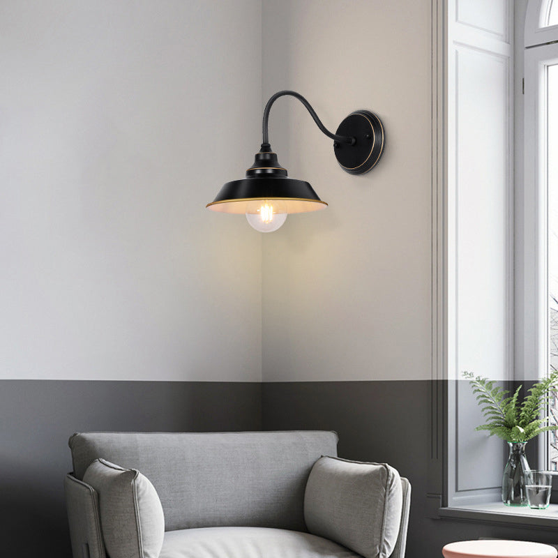 Metal Geometric Shape Wall Light Industrial Style 1 Light Wall Light Sconce in Black