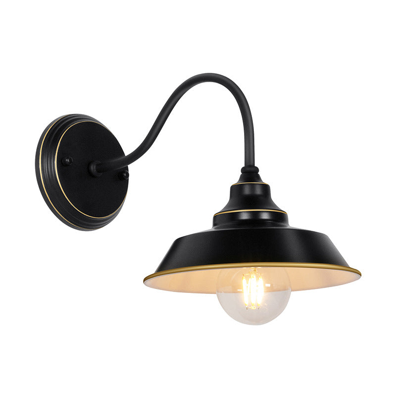 Metal Geometric Shape Wall Light Industrial Style 1 Light Wall Light Sconce in Black