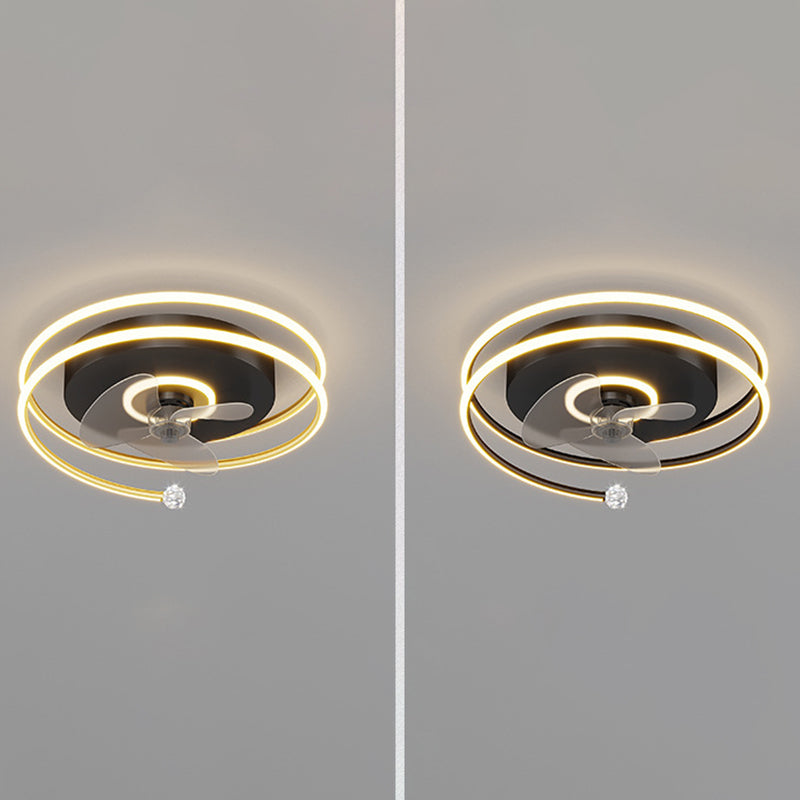 3-Blade LED Fan with Light Modern Black/Golden Ceiling Fan for Foyer