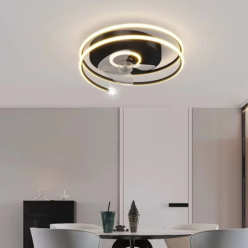 3-Blade LED Fan with Light Modern Black/Golden Ceiling Fan for Foyer