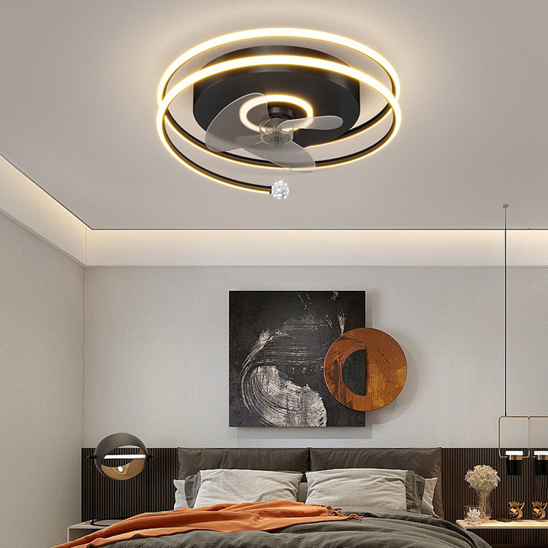 3-Blade LED Fan with Light Modern Black/Golden Ceiling Fan for Foyer
