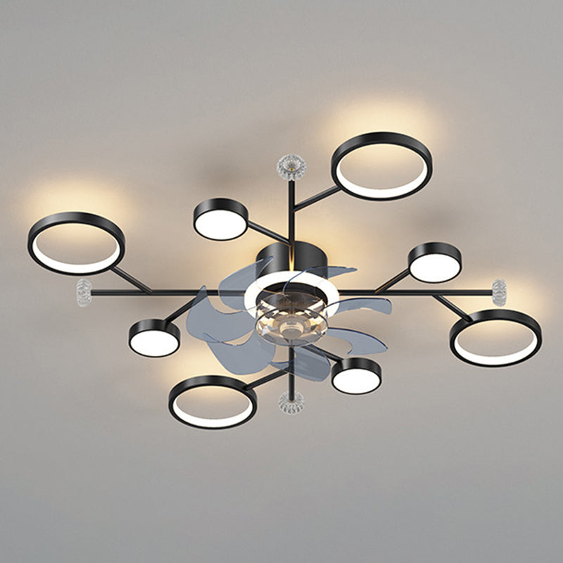 Chandelier Multi - Light Fan Light in Black / Gold Finish Metal LED Ceiling Fan