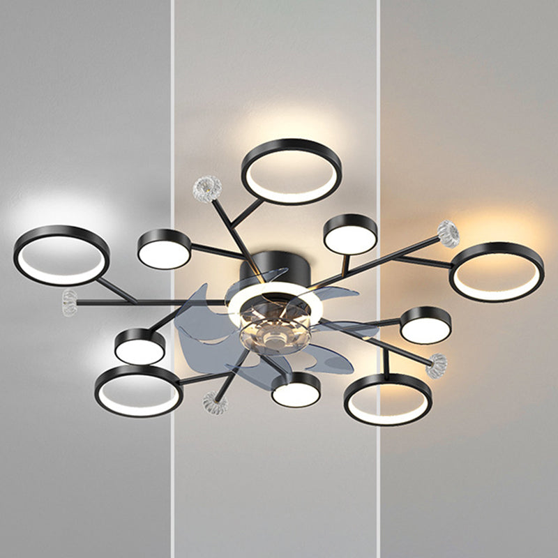 Chandelier Multi - Light Fan Light in Black / Gold Finish Metal LED Ceiling Fan