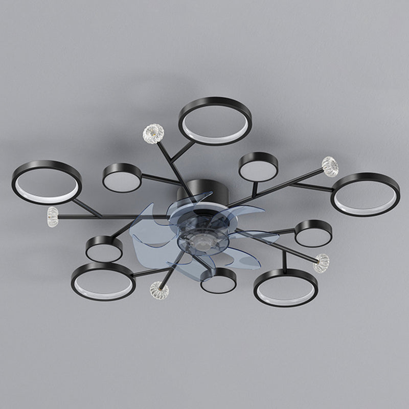 Chandelier Multi - Light Fan Light in Black / Gold Finish Metal LED Ceiling Fan