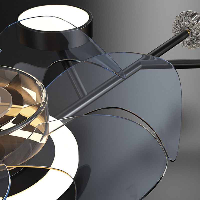 Chandelier Multi - Light Fan Light in Black / Gold Finish Metal LED Ceiling Fan