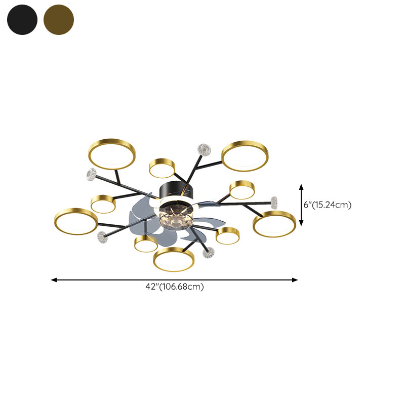 Chandelier Multi - Light Fan Light in Black / Gold Finish Metal LED Ceiling Fan