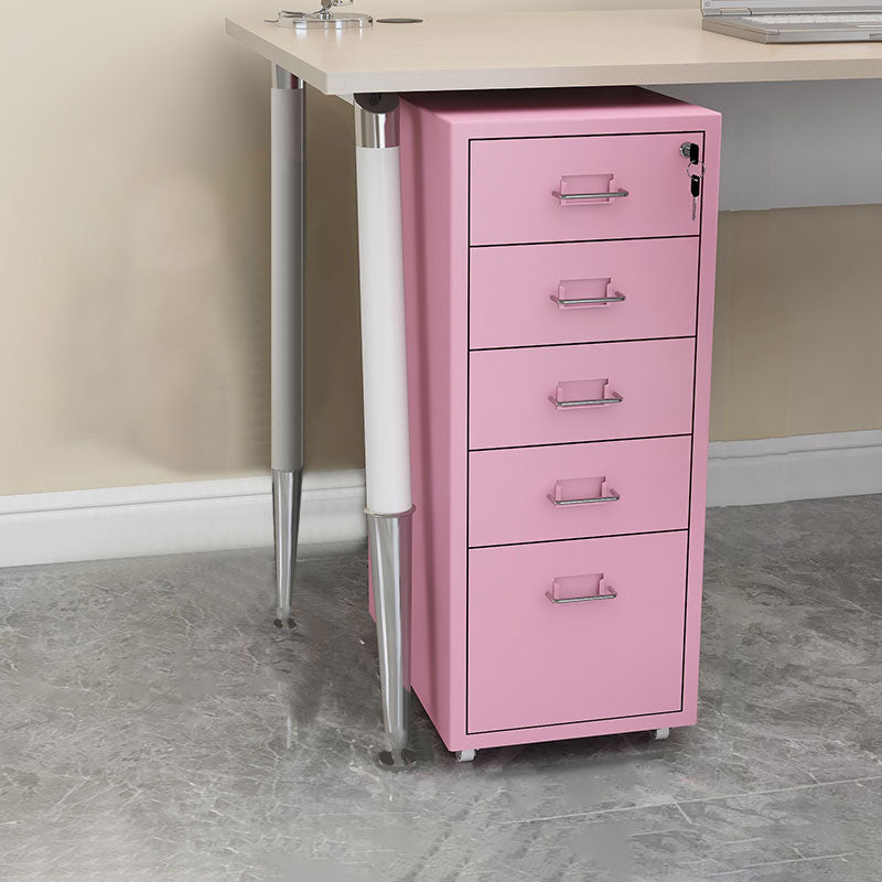 Contemporary File Cabinets Metal Frame File Pedestal with Key Lock