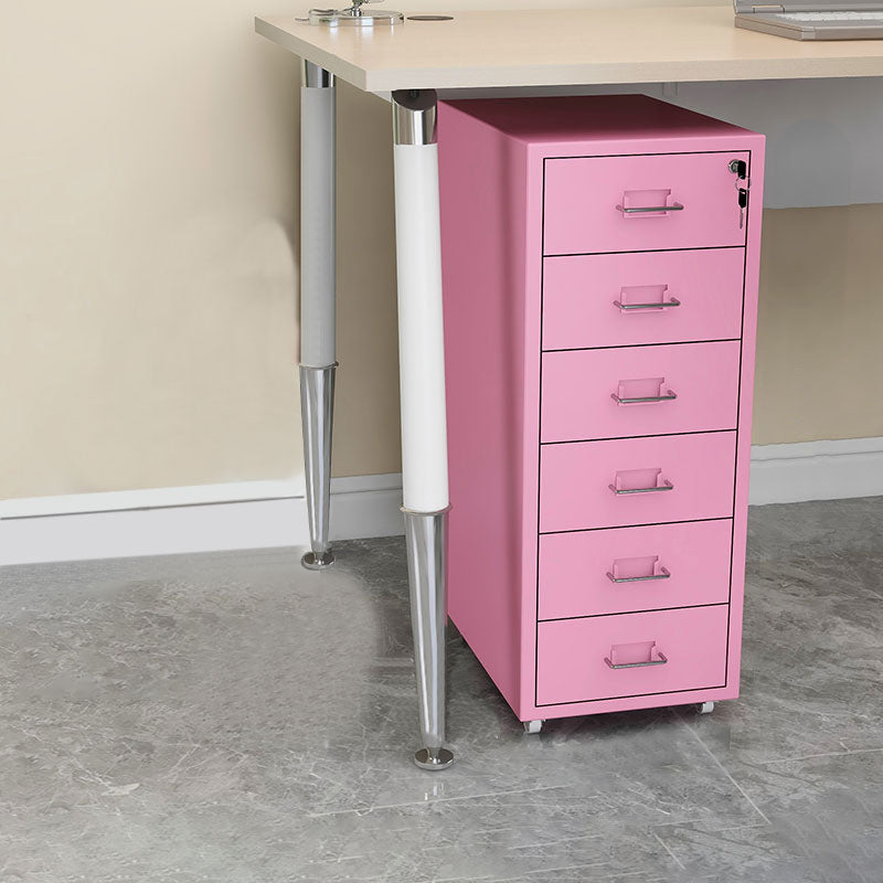 Contemporary File Cabinets Metal Frame File Pedestal with Key Lock
