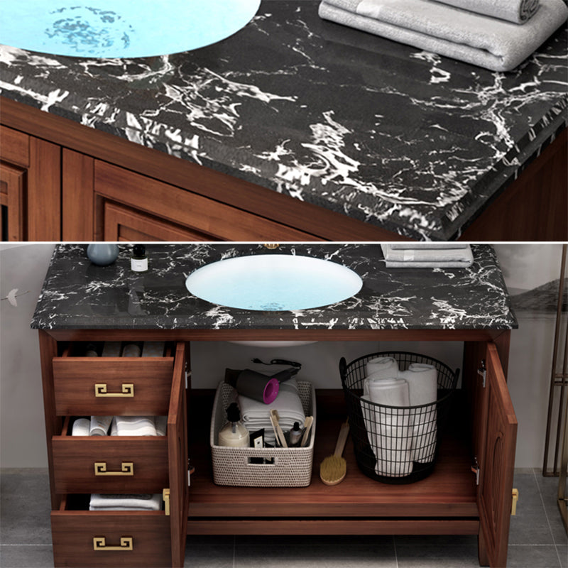 Vintage Bathroom Vanity Ceramic Sink Drawer Sink Vanity with Mirror