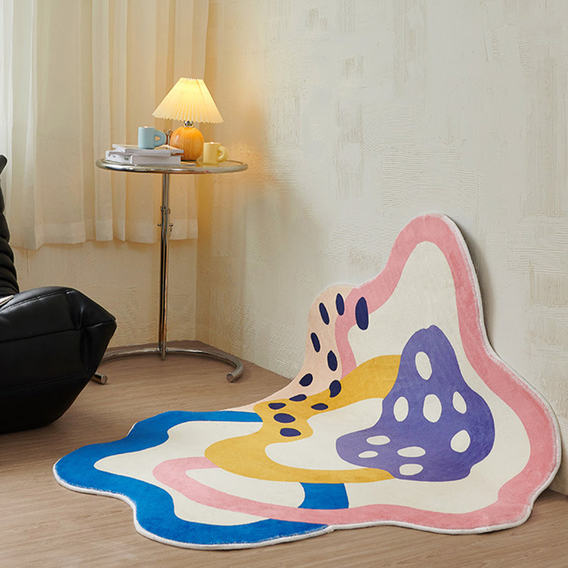 Orange Casual Rug Polyester Contrast Color Rug Washable Rug for Drawing Room