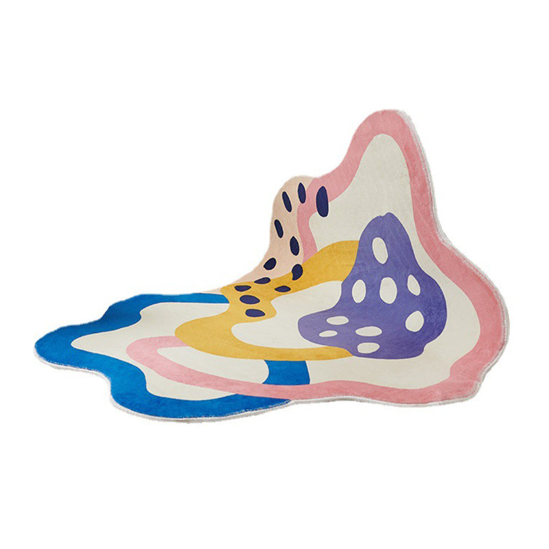 Orange Casual Rug Polyester Contrast Color Rug Washable Rug for Drawing Room