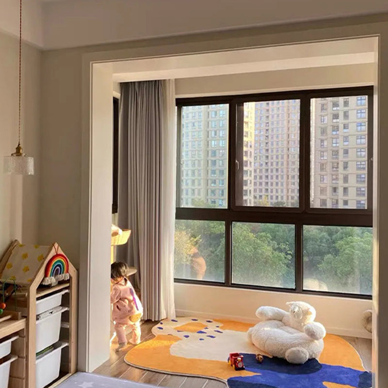 Orange Casual Rug Polyester Contrast Color Rug Washable Rug for Drawing Room