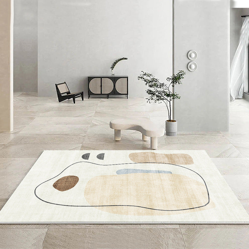 Casual Apricot Carpet Polyester Color Piece Carpet Washable Carpet for Living Room