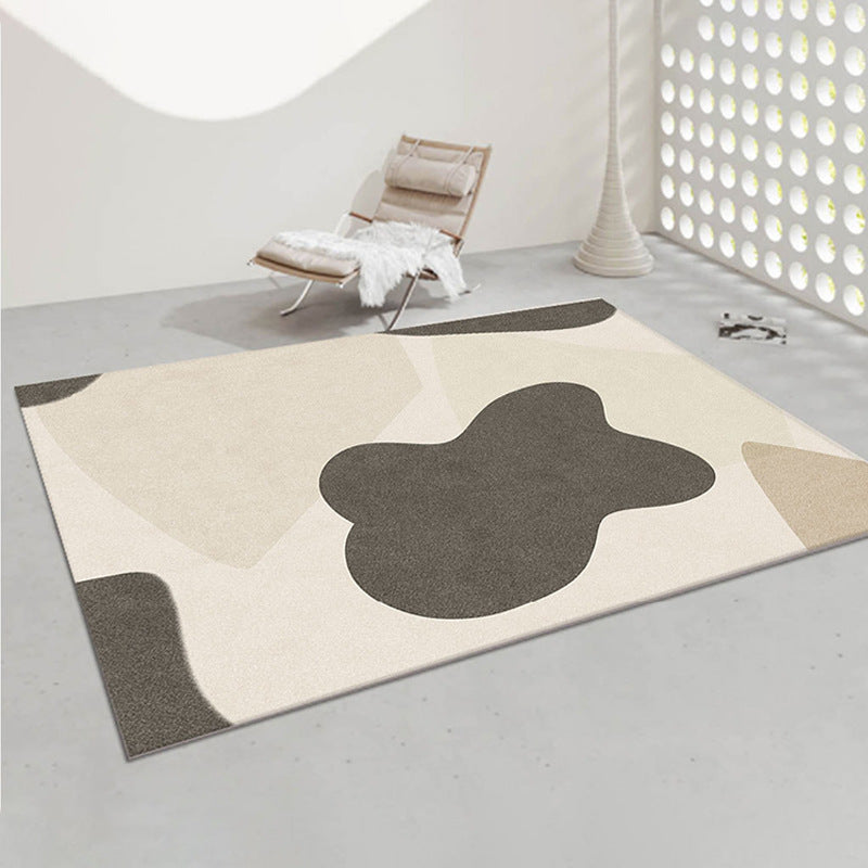 Casual Apricot Carpet Polyester Color Piece Carpet Washable Carpet for Living Room