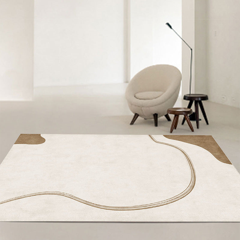 Casual Apricot Carpet Polyester Color Piece Carpet Washable Carpet for Living Room