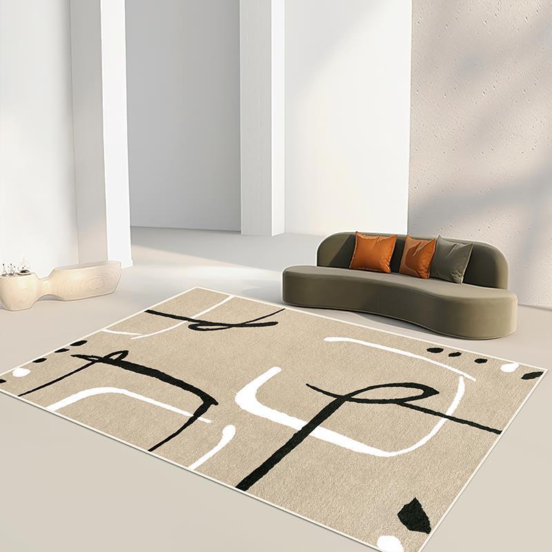 Apricot Color Piece Carpet Polyester Modern Carpet Washable Carpet for Living Room