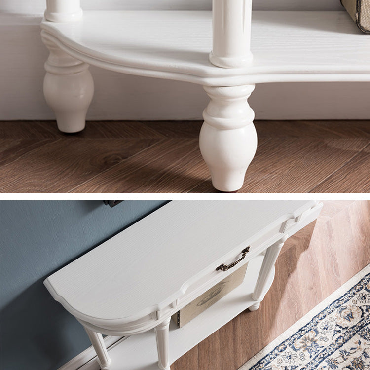 Victorian Rubber Wood End Table Free Form Sofa Console Table for Hall
