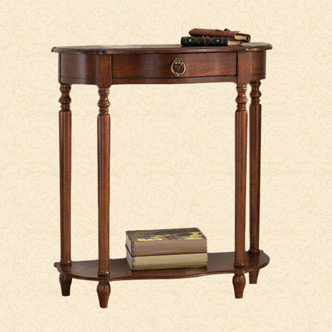 Victorian Rubber Wood End Table Free Form Console Sofa Table for Hall