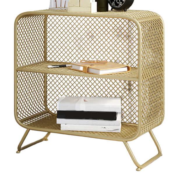 Closed Back Bookshelf Standard Metal Glam Bookcase with Shelves