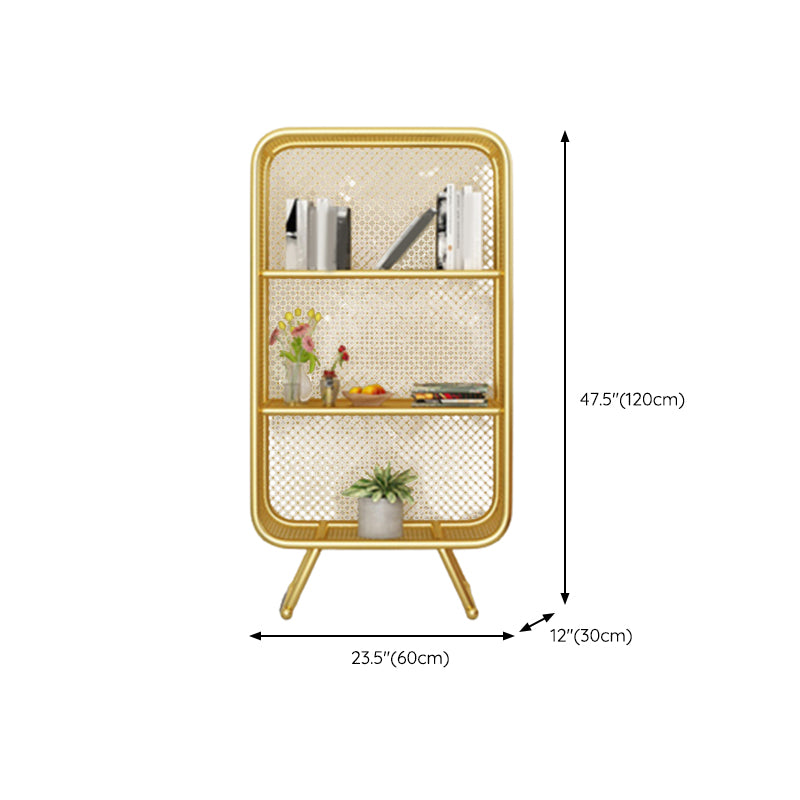 Closed Back Bookshelf Standard Metal Glam Bookcase with Shelves