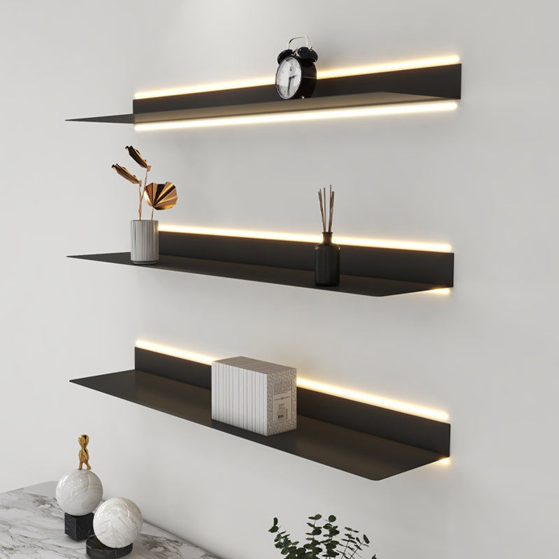 Industrial Metal Bookcase Closed Back Black Horizontal Bookshelf