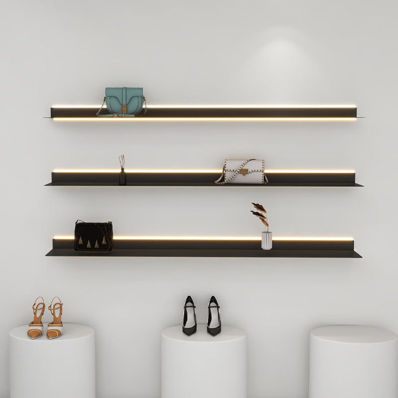 Industrial Metal Bookcase Closed Back Black Horizontal Bookshelf