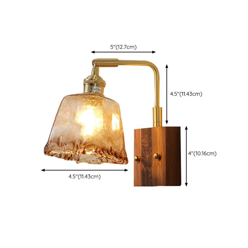 Modern Style Wood Wall Lamp 1 Light Sconces in Brown for Bedroom