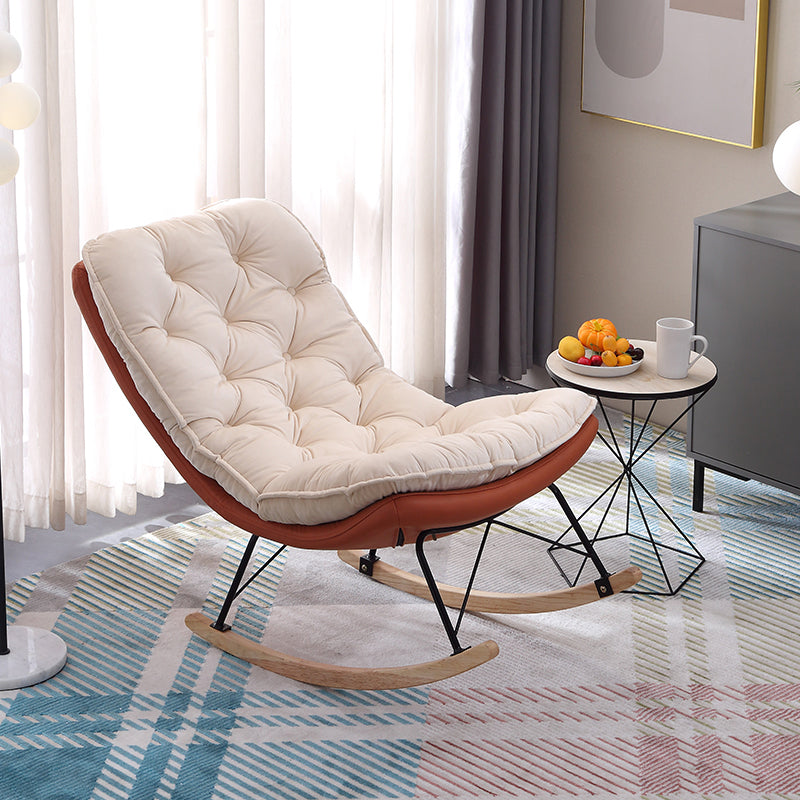 Modern Rocker Chair Metal Frame Tufted Cushion Spindle Rocker Chair for Living Room