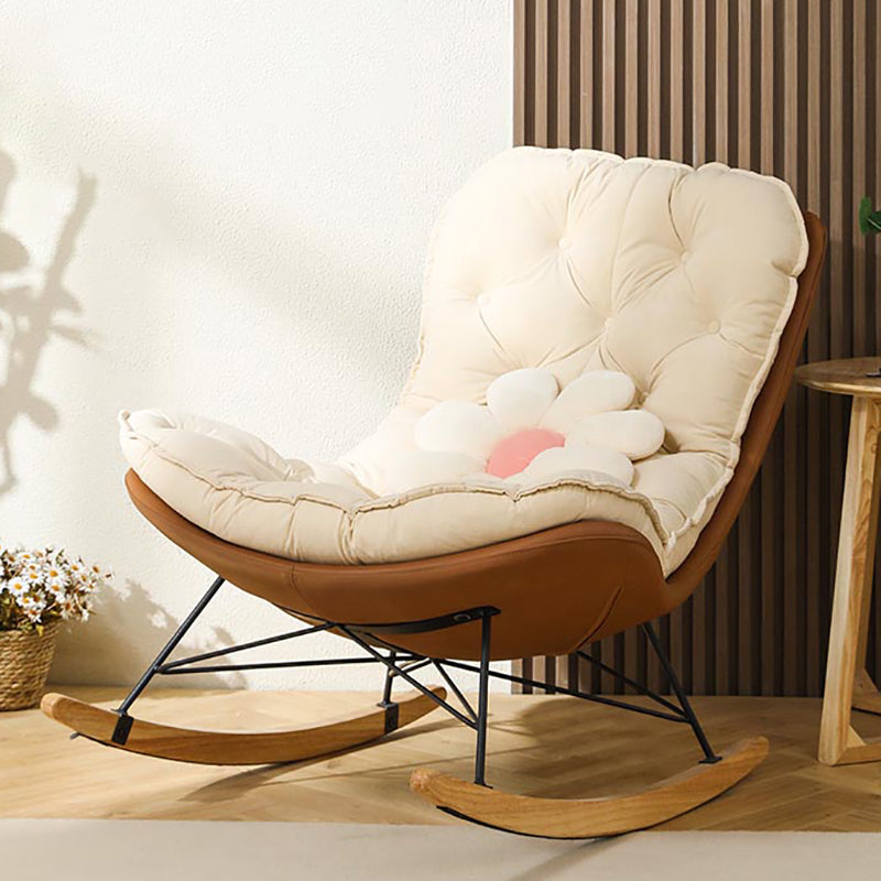 Modern Rocker Chair Metal Frame Tufted Cushion Spindle Rocker Chair for Living Room