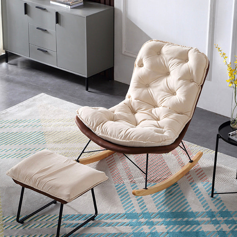 Modern Rocker Chair Metal Frame Tufted Cushion Spindle Rocker Chair for Living Room