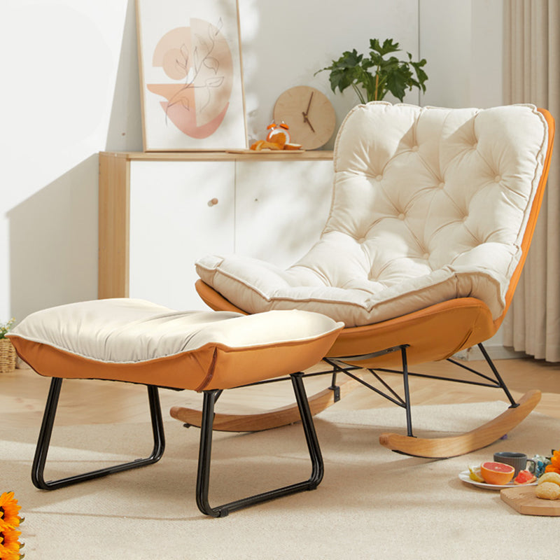 Modern Rocker Chair Metal Frame Tufted Cushion Spindle Rocker Chair for Living Room