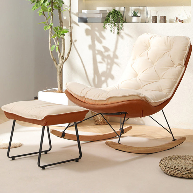 Modern Rocker Chair Metal Frame Tufted Cushion Spindle Rocker Chair for Living Room