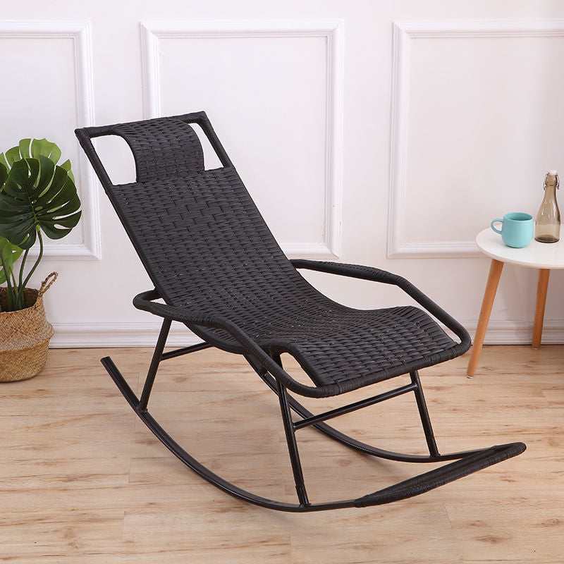 Rattan Rocking Chair Plain Water Resistant Woven Rope Modern Rocking Chair