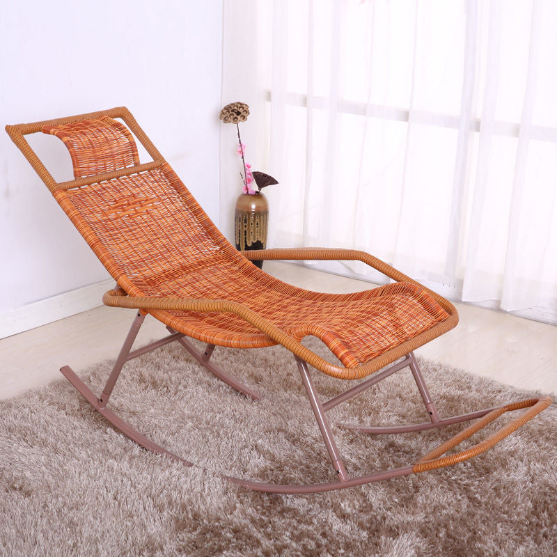 Rattan Rocking Chair Plain Water Resistant Woven Rope Modern Rocking Chair