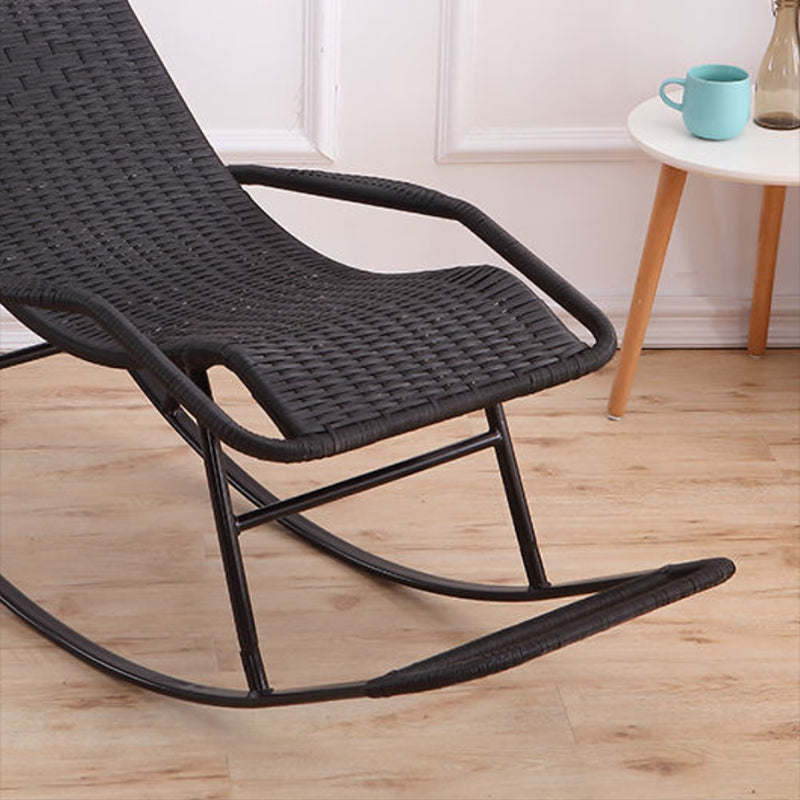 Rattan Rocking Chair Plain Water Resistant Woven Rope Modern Rocking Chair