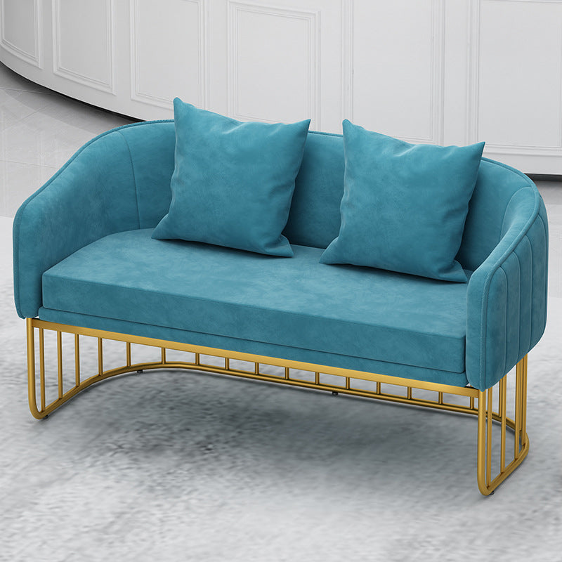 Scandinavian 29.52" H Pillow Back Sofa Solid Color Slope Arm Sofa