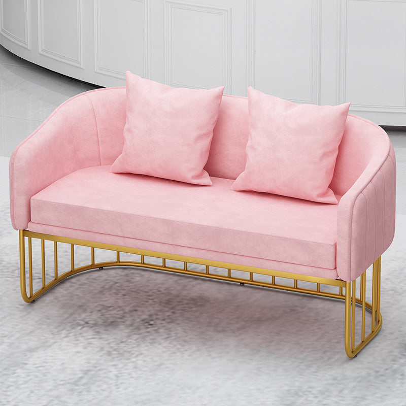 Scandinavian 29.52" H Pillow Back Sofa Solid Color Slope Arm Sofa