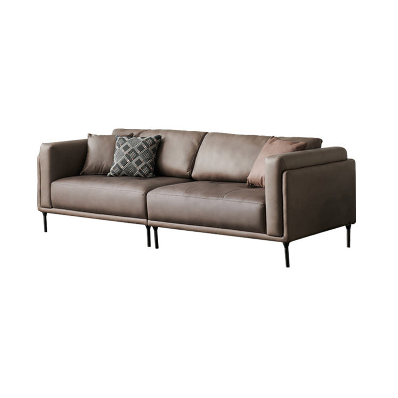 Modern Square Arms Sofa Wooden Pillows Back Settee for Living Room