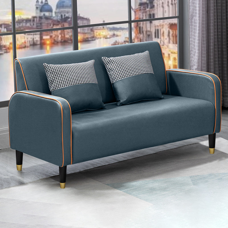 Glam Tight Back Square Arm Living Room Faux Leather Standard Seating