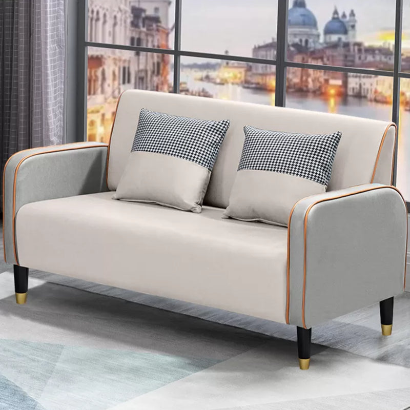 Glam Tight Back Square Arm Living Room Faux Leather Standard Seating