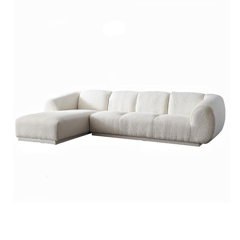 Minimalist Wool Sofa with Chaise in White 29.1" H Fabric Sofa