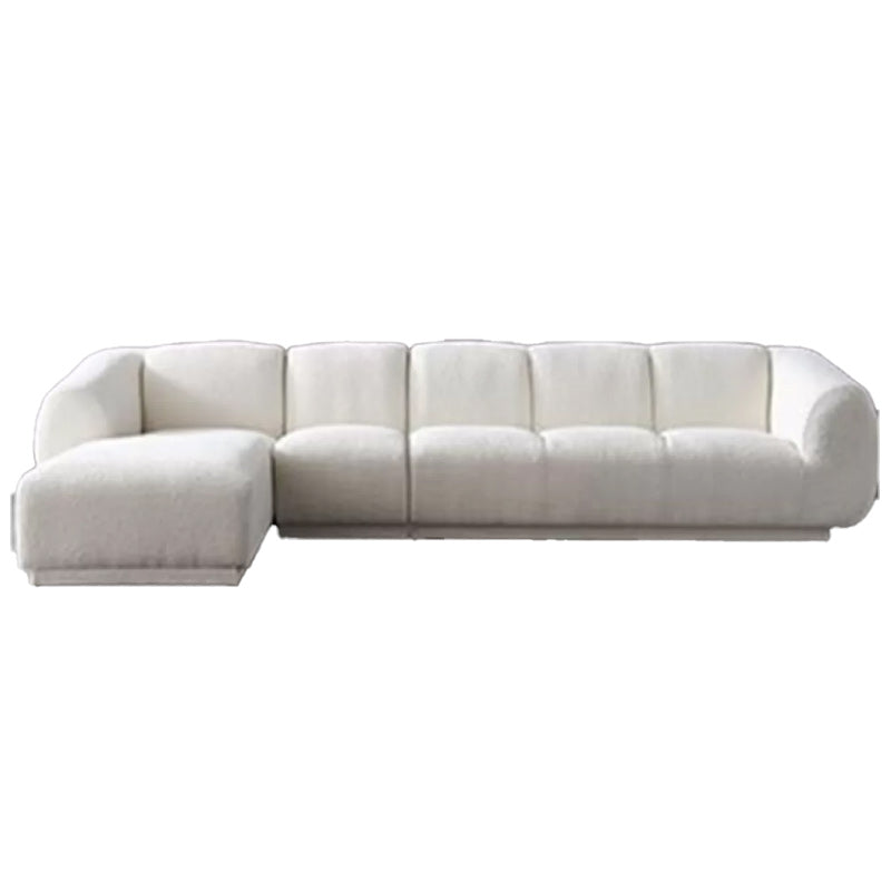 Minimalist Wool Sofa with Chaise in White 29.1" H Fabric Sofa